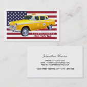アメリカ国旗の黄色のタクシー 名刺 (正面/裏面)