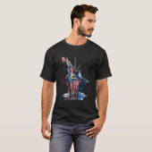 アメリカ国旗の7月4日ギター Tシャツ (正面フル)