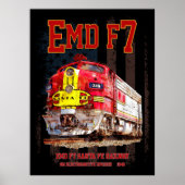 アメリカ国旗のEMD F7 サンタフェ・ウォーボンネット ポスター (正面)