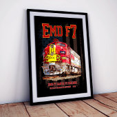 アメリカ国旗のEMD F7 サンタフェ・ウォーボンネット ポスター
