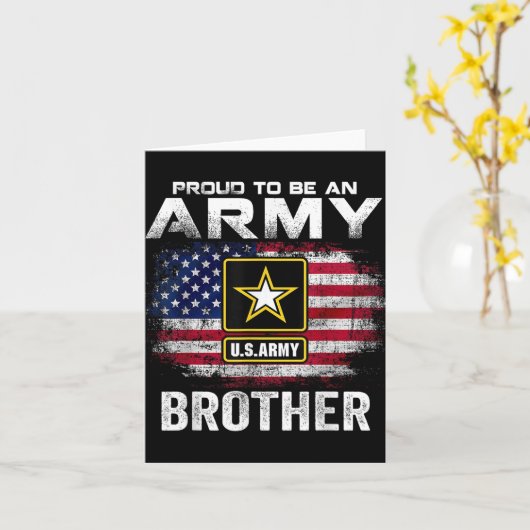 アメリカ国旗のGIFと誇りを持ってアーミーブラザーであること カード (黄色い花)