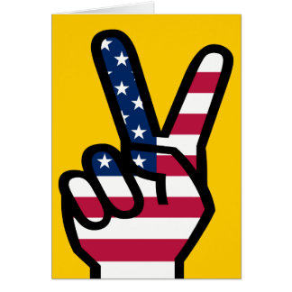 アメリカ国旗のVサイン