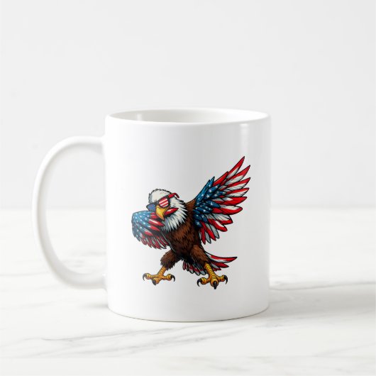 アメリカ国旗はげ鷲7月4日Happy 4 コーヒーマグカップ (左)