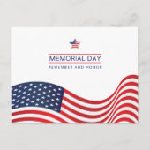 アメリカ国旗をなびかせたメモリアルデーのカード ポストカード (正面)