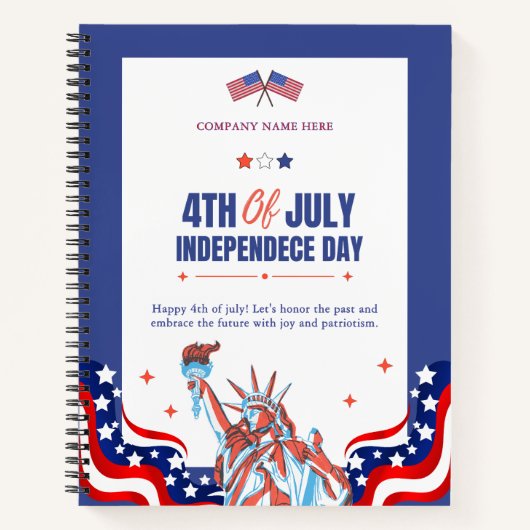 アメリカ国旗をテーマにした企業オフィスカスタム 4th of July ノートブック (正面)