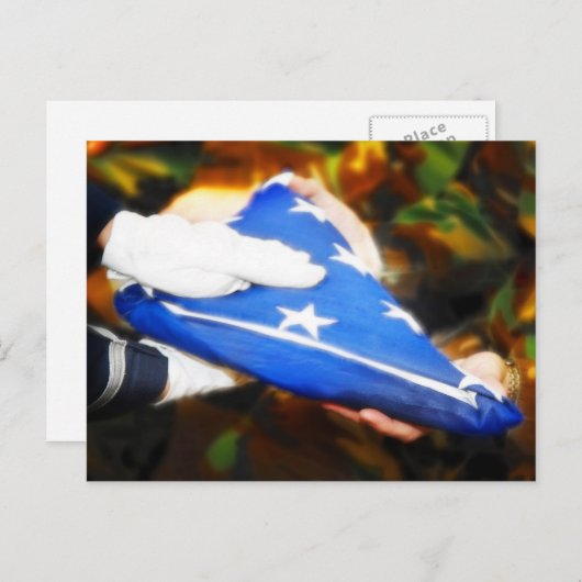 アメリカ国旗を受け取った兵士， 「ありがとう」 ポストカード (正面/裏面)