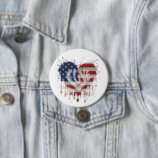 アメリカ国旗を愛する 缶バッジ (インサイチュ)