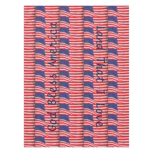 アメリカ国旗を愛国的な神に祝福 テーブルクロス (正面)