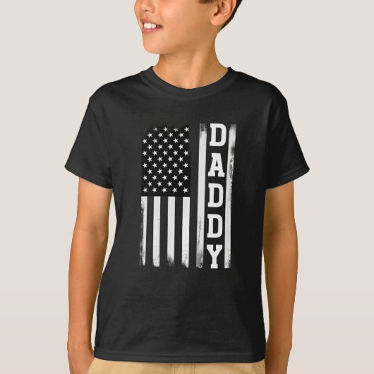 アメリカ国旗を持ったパパ Tシャツ (正面)