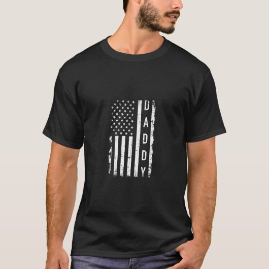 アメリカ国旗を持ったパパ Tシャツ (正面)