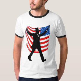 アメリカ国旗を持つアブラハム・リンカーン Tシャツ