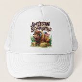 アメリカ国旗を持つアメリカのバイソン・バッファロー キャップ (正面)