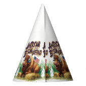 アメリカ国旗を持つアメリカのバイソン・バッファロー パーティーハット (裏面)