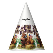 アメリカ国旗を持つアメリカのバイソン・バッファロー パーティーハット (正面)