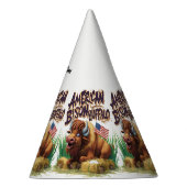 アメリカ国旗を持つアメリカのバイソン・バッファロー パーティーハット (右)