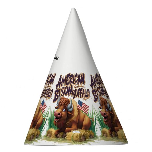 アメリカ国旗を持つアメリカのバイソン・バッファロー パーティーハット (右)