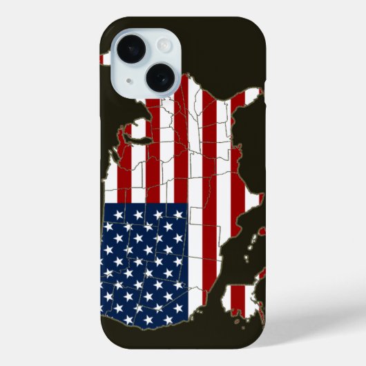 アメリカ国旗を持つアメリカの地図 Case-Mate iPhoneケース (裏面)