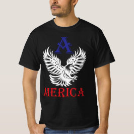 アメリカ国旗を持つアメリカワシ Tシャツ