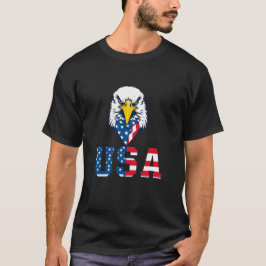 アメリカ国旗を持つアメリカ愛国的なハゲのワシ Tシャツ