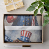 アメリカ国旗を持つアンクル・サムとしてボクサー犬 –  薄葉紙 (ギフト)