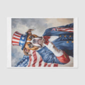 アメリカ国旗を持つアンクル・サムとしてボクサー犬 –  薄葉紙 (正面)