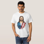 アメリカ国旗を持つイエス Tシャツ (正面フル)