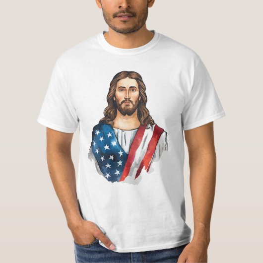 アメリカ国旗を持つイエス Tシャツ (正面)