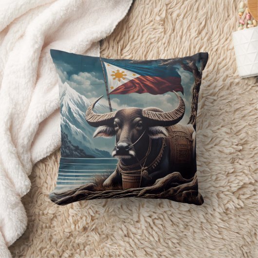 アメリカ国旗を持つイーグルエンブレムデザイン クッション (ブランケット)