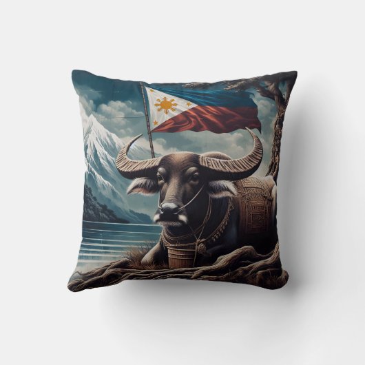 アメリカ国旗を持つイーグルエンブレムデザイン クッション (裏面)