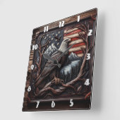 アメリカ国旗を持つイーグルエンブレムデザイン スクエア壁時計 (傾斜)