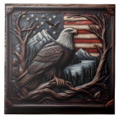 アメリカ国旗を持つイーグルエンブレムデザイン タイル (正面)