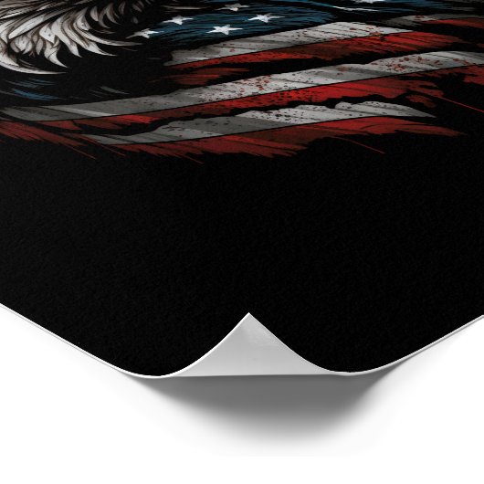 アメリカ国旗を持つイーグルデザイン ポスター (角)