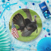 アメリカ国旗を持つオスの野生のトルコ紙プレート ペーパープレート (パーティー)