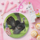 アメリカ国旗を持つオスの野生のトルコ紙プレート ペーパープレート (パーティー)