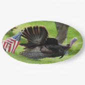 アメリカ国旗を持つオスの野生のトルコ紙プレート ペーパープレート (アングル)