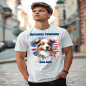 アメリカ国旗を持つコリー・ドッグ Tシャツ