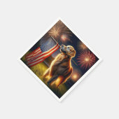 アメリカ国旗を持つゴールデンレトリバー スタンダードカクテルナプキン (角)