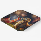 アメリカ国旗を持つゴールデンレトリバー ペーパープレート (傾斜あり)