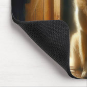 アメリカ国旗を持つゴールデンレトリバー マウスパッド (コーナー)