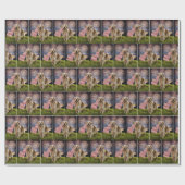 アメリカ国旗を持つゴールデンレトリバー ラッピングペーパー (フラット)