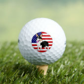 アメリカ国旗を持つトリコラーコーギ ゴルフボール (インサイチュ 木)