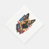アメリカ国旗を持つドイツの羊飼い スタンダードランチョンナプキン (角)