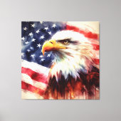 アメリカ国旗を持つハゲのワシ キャンバスプリント (正面)