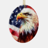 アメリカ国旗を持つハゲのワシ セラミックオーナメント (右)