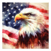 アメリカ国旗を持つハゲのワシ フォトプリント            (正面)