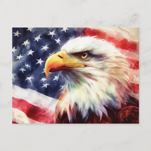 アメリカ国旗を持つハゲのワシ ポストカード (正面)