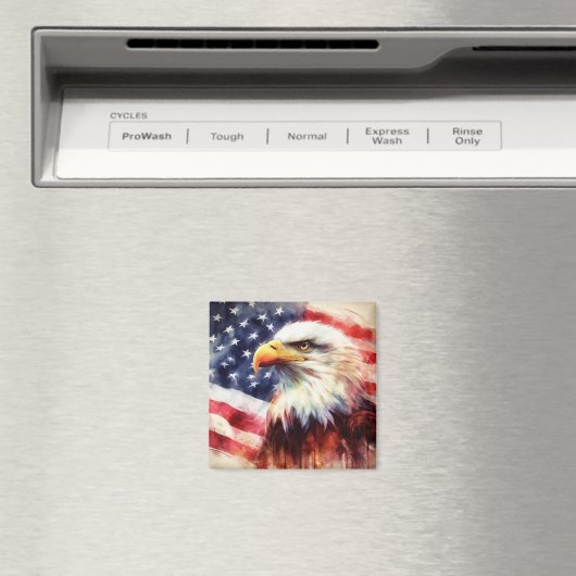 アメリカ国旗を持つハゲのワシ マグネット (インサイチュ (食洗機))