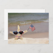 アメリカ国旗を持つヒトデ ポストカード (正面/裏面)