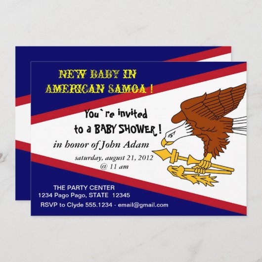 アメリカ国旗を持つベビーシャワー招待状 招待状 (正面/裏面)