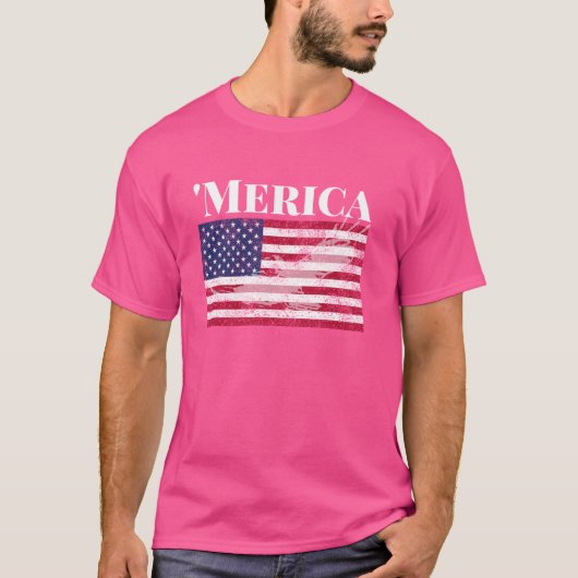 アメリカ国旗を持つメリカ Tシャツ (正面)